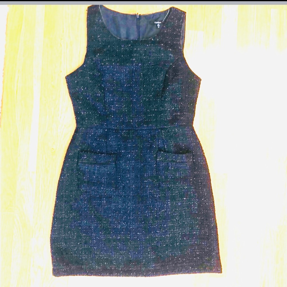 Monteau sparkly tweed navy blue jumper dress NWOT
